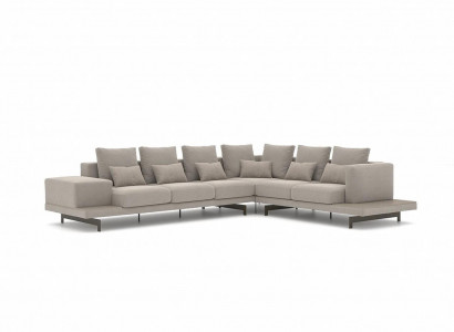 Zitbank Grijs Designer Hoekbank L-vorm Bekleding Textiel Bank Woonkamer